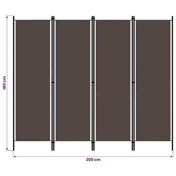 vidaXL Rumsavdelare 4 paneler brun 200x180 cm Brun