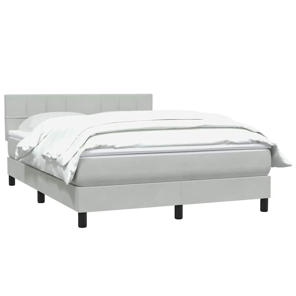 vidaXL Ramsäng med madrass ljusgrå 160x210 cm sammet Grå