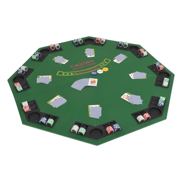 vidaXL Hopfällbar pokerbordsskiva 8 spelare åttkantigt 2-sidigt Grön