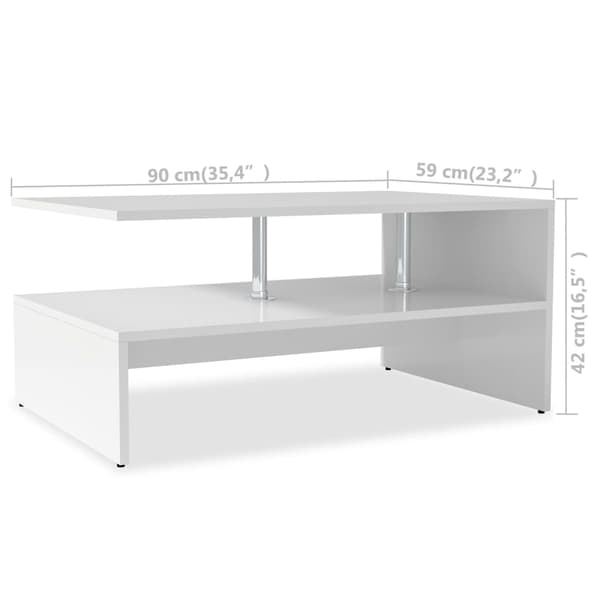 vidaXL Soffbord spånskiva 90x59x42 cm vit Vit