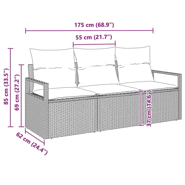 vidaXL Soffset 3 st Svart konstrotting Svart