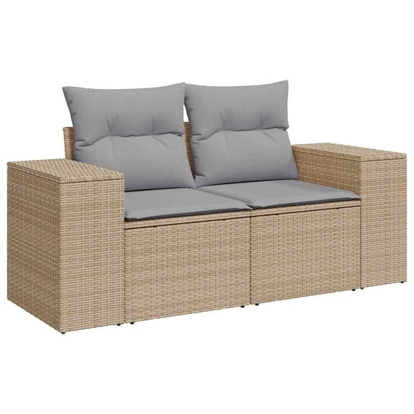 vidaXL Trädgårdsoffset 9 st Beige och Ljusgrå Poly Rattan Beige