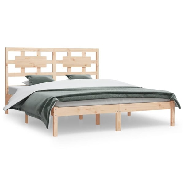vidaXL Sängram massiv furu 180x200 cm Brun