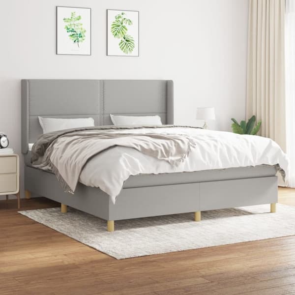 vidaXL Ramsäng med madrass ljusgrå 180x200 cm tyg Grå