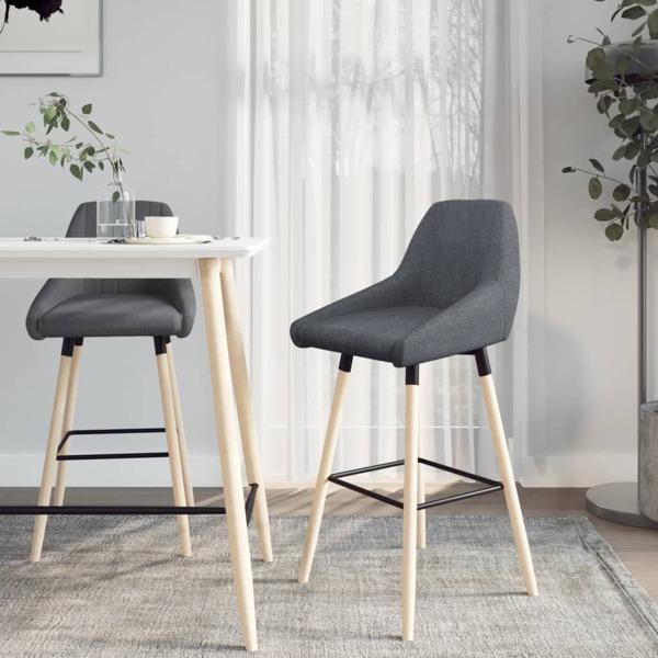 vidaXL Barstolar 2 st mörkgrå tyg Grå