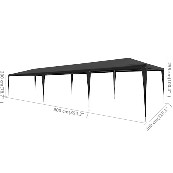 vidaXL Partytält PE 3x9 m antracit Antracit