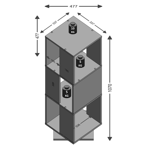 FMD Roterbart dokumentskåp öppet 34x34x108 cm betong grå
