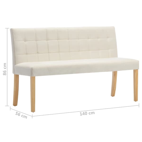 vidaXL Bänk 140 cm gräddvit sammet Creme