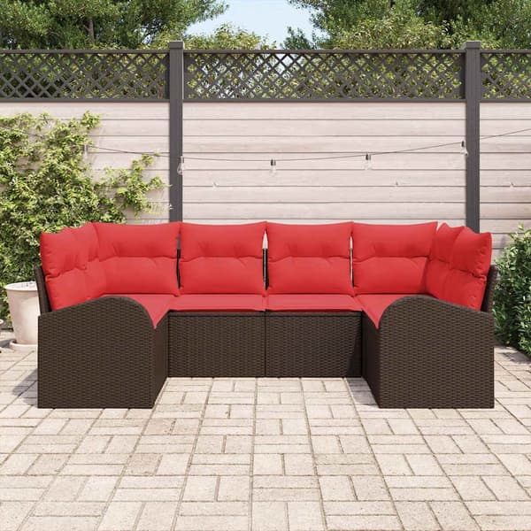 vidaXL Trädgårdsoffset 6 st Brun [Syntetisk]: Poly Rattan Brun