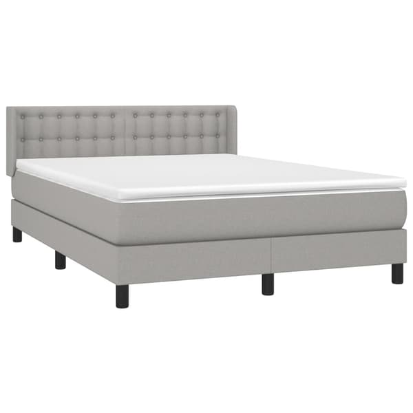 vidaXL Ramsäng med madrass ljusgrå 140x200 cm tyg Grå