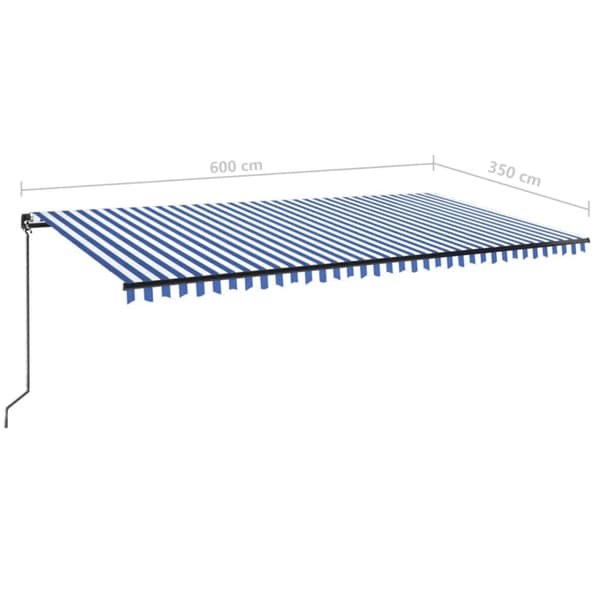 vidaXL Markis manuellt infällbar 600x350 cm blå och vit Blå