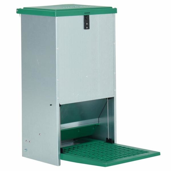 vidaXL Foderautomat för fjäderfä med pedal 20 kg Grön