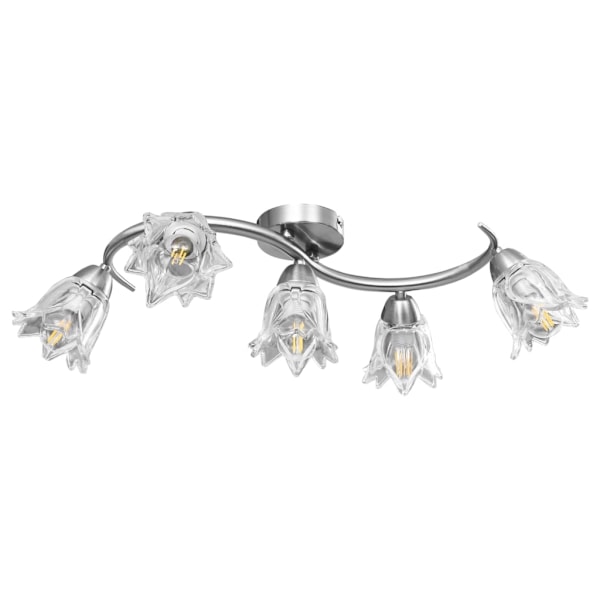 vidaXL Taklampa med transparenta glasskärmar för 5 E14-lampor tulpan Transparent