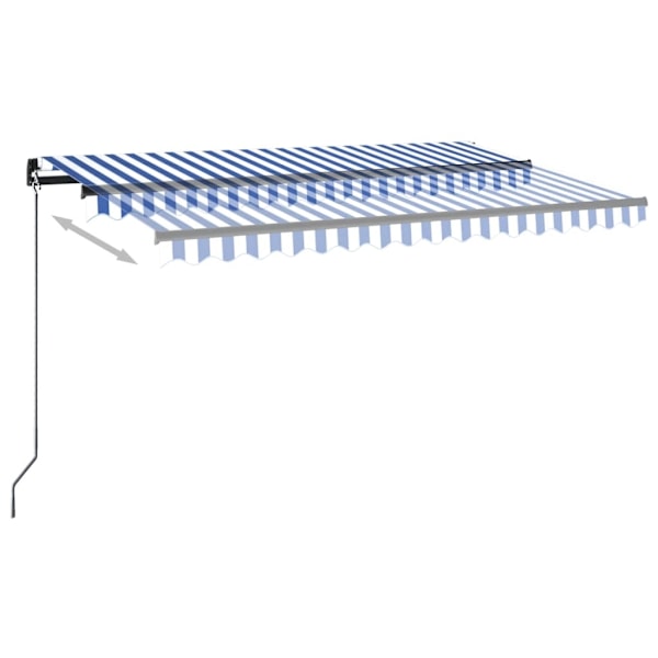 vidaXL Automatisk markis med vindsensor & LED 450x350 cm blå och vit Blå