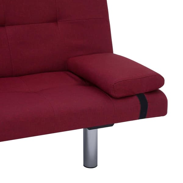 vidaXL Bäddsoffa med två kuddar vinröd polyester Röd