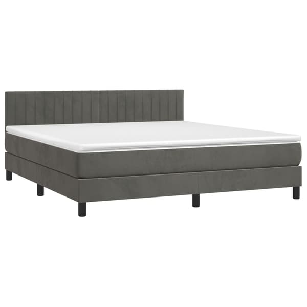 vidaXL Ramsäng med madrass mörkgrå 160x200 cm sammet Grå