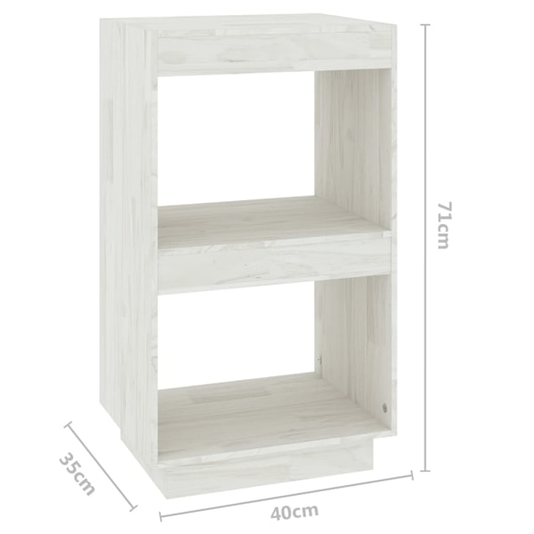 vidaXL Bokhylla vit 40x35x71 cm massiv furu Vit