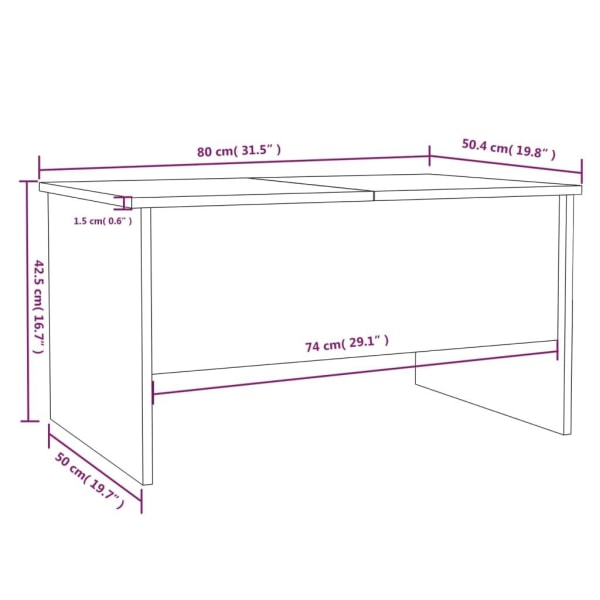 vidaXL Soffbord svart 80x50x42,5 cm konstruerat trä Svart