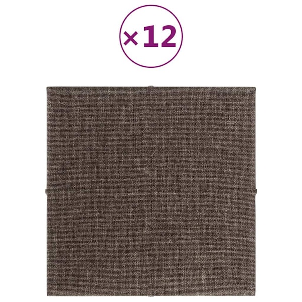 vidaXL Väggpaneler 12 st Taupe 30x30 cm tyg 1,08 m² Taupe