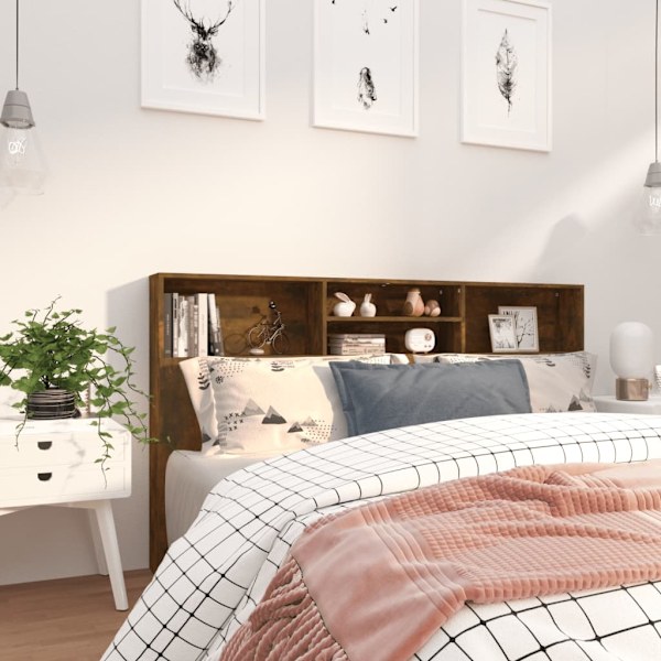 vidaXL Sänggavel med förvaring rökfärgad ek 180x19x103,5 cm Brun