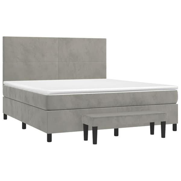 vidaXL Ramsäng med madrass ljusgrå 180x200 cm sammet Grå