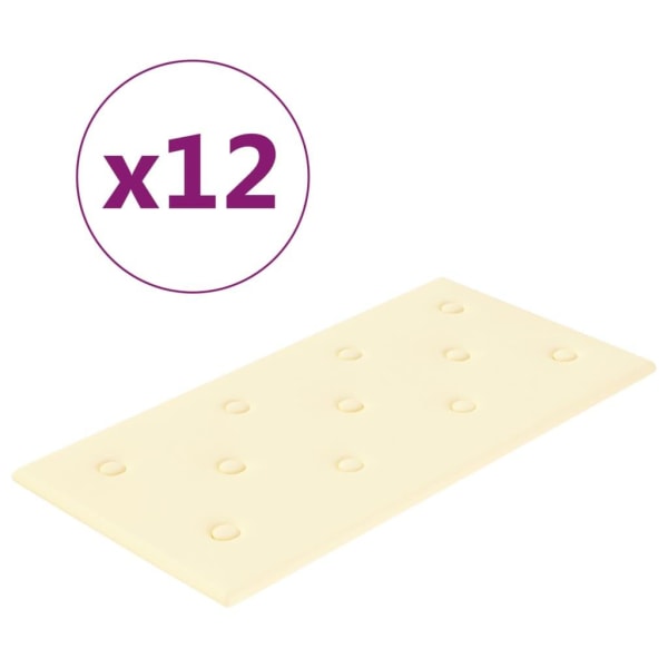 vidaXL Väggpaneler 12 st gräddvit 60x30 cm konstläder 2,16 m² Kräm