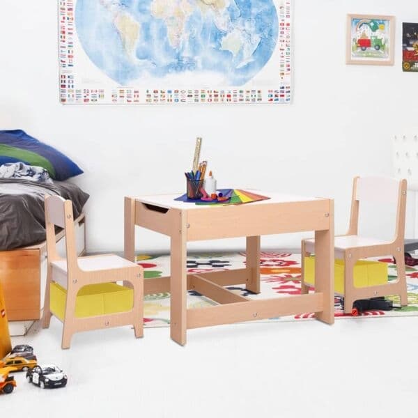 vidaXL Barnbord med 2 stolar MDF Brun
