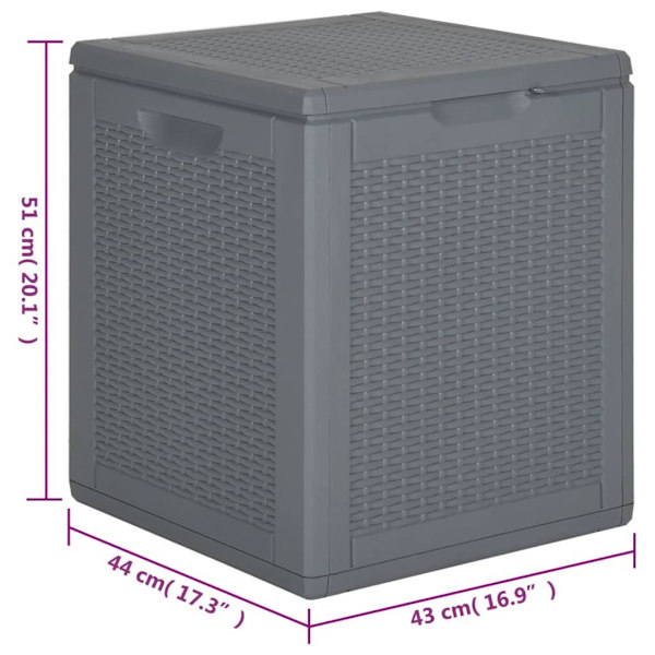vidaXL Dynbox grå PP rotting 90 l Grå