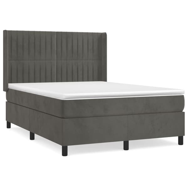 vidaXL Ramsäng med madrass mörkgrå 140x200 cm sammet Grå