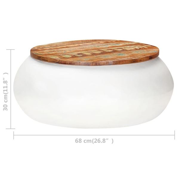 vidaXL Soffbord vit 68x68x30 cm massivt återvunnet trä Brun