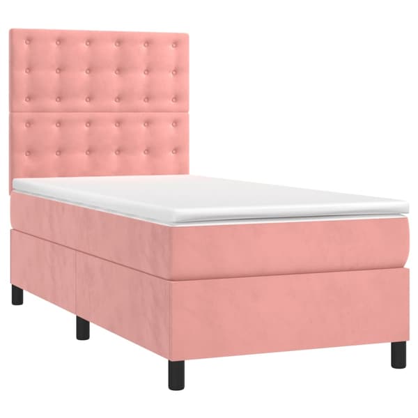 vidaXL Ramsäng med madrass rosa & LED 80x200 cm sammet Rosa