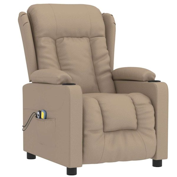 vidaXL Elektrisk massagefåtölj cappuccino konstläder Brun