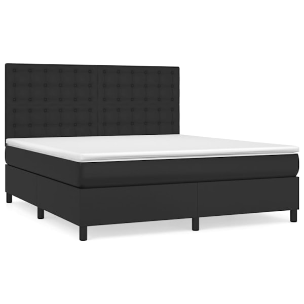 vidaXL Ramsäng med madrass svart 160x200 cm konstläder Svart