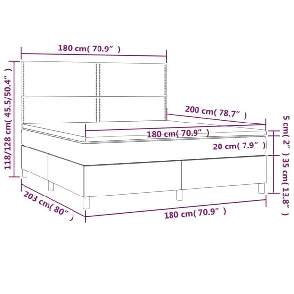 vidaXL Ramsäng med madrass mörkgrå 180x200 cm tyg Grå