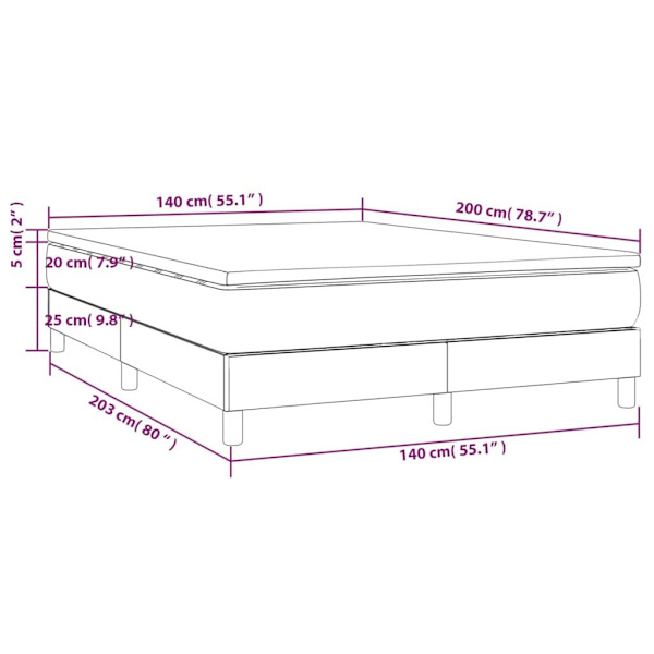 vidaXL Ramsäng med madrass brun 140x200 cm konstläder Brun