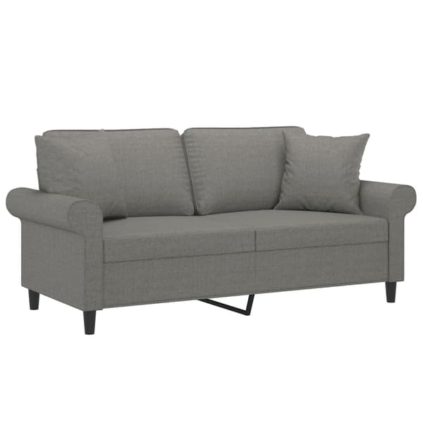 vidaXL 2-sitssoffa med kuddar och delar mörkgrå 140 cm tyg Grå