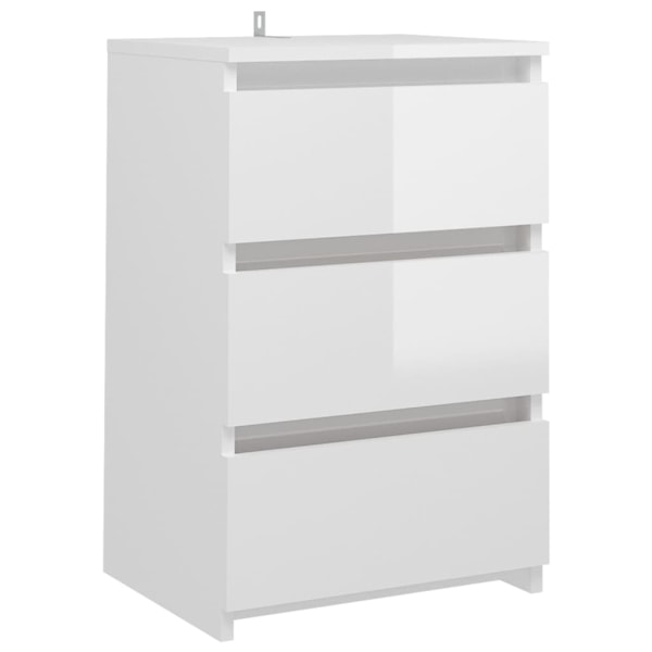 vidaXL Sängbord vit höglans 40x35x62,5 cm konstruerat trä Vit