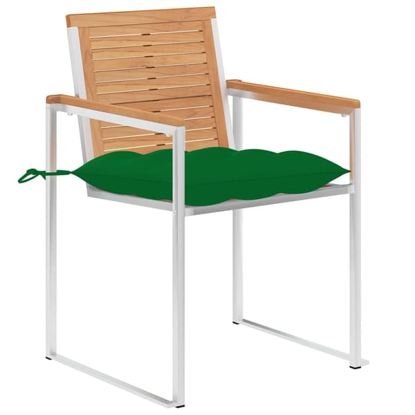 vidaXL Trädgårdsstolar med dynor 8 st massiv teak Grön