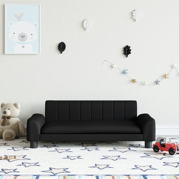 vidaXL Barnsoffa svart 90x53x30 cm konstläder Svart