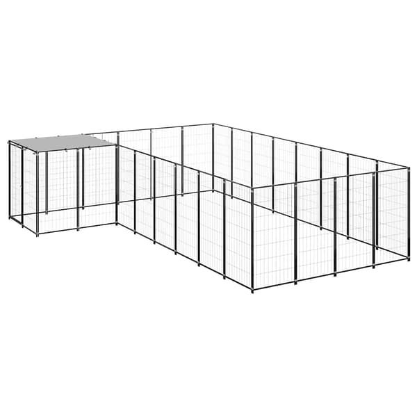 vidaXL Hundgård svart 10,89 m² stål Svart
