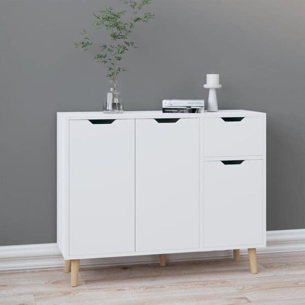 vidaXL Skänk vit högglans 90x30x72 cm konstruerat trä Vit
