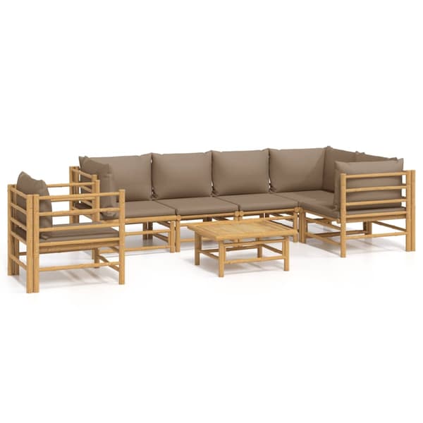 vidaXL Loungegrupp 7 delar taupe dynor bambu Brun