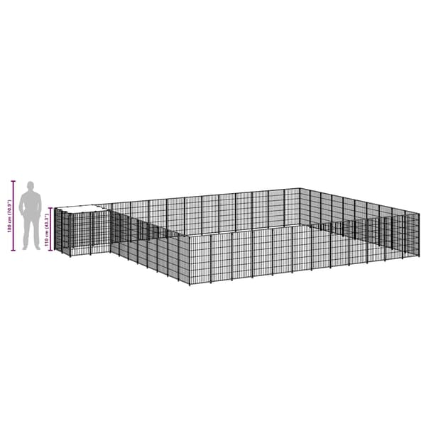 vidaXL Hundgård silver 37,51 m² stål Silver
