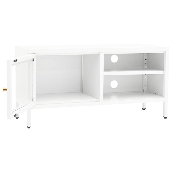 vidaXL TV-bänk vit 90x30x44 cm stål och glas Vit