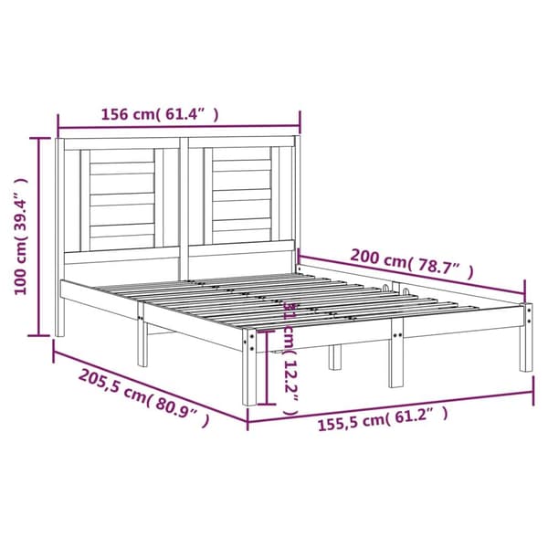 vidaXL Sängram grå massiv furu 150x200 cm Grå