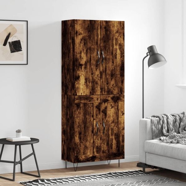 vidaXL Högskåp rökfärgad ek 69,5x34x180 cm konstruerat trä Brun