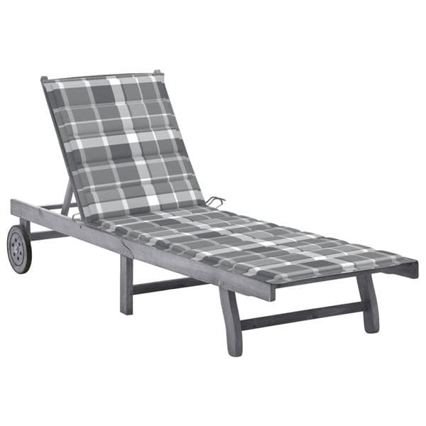 vidaXL Solsäng med dyna grå massivt akaciaträ grå