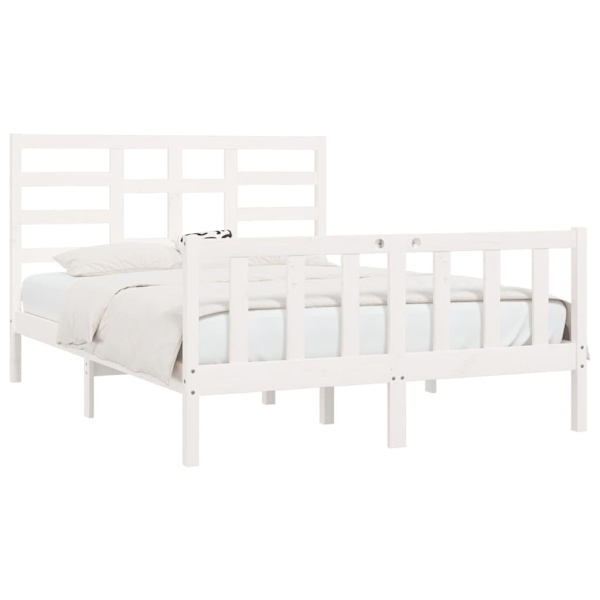 vidaXL Sängram vit massiv furu 160x200 cm Vit