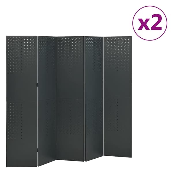 vidaXL Rumsavdelare 5 paneler 2 st antracit 200 x 180 cm stål Antracit