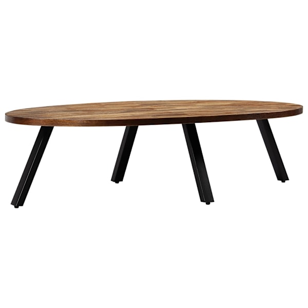 vidaXL Soffbord massiv återvunnen teak oval 120x60x30 cm Brun